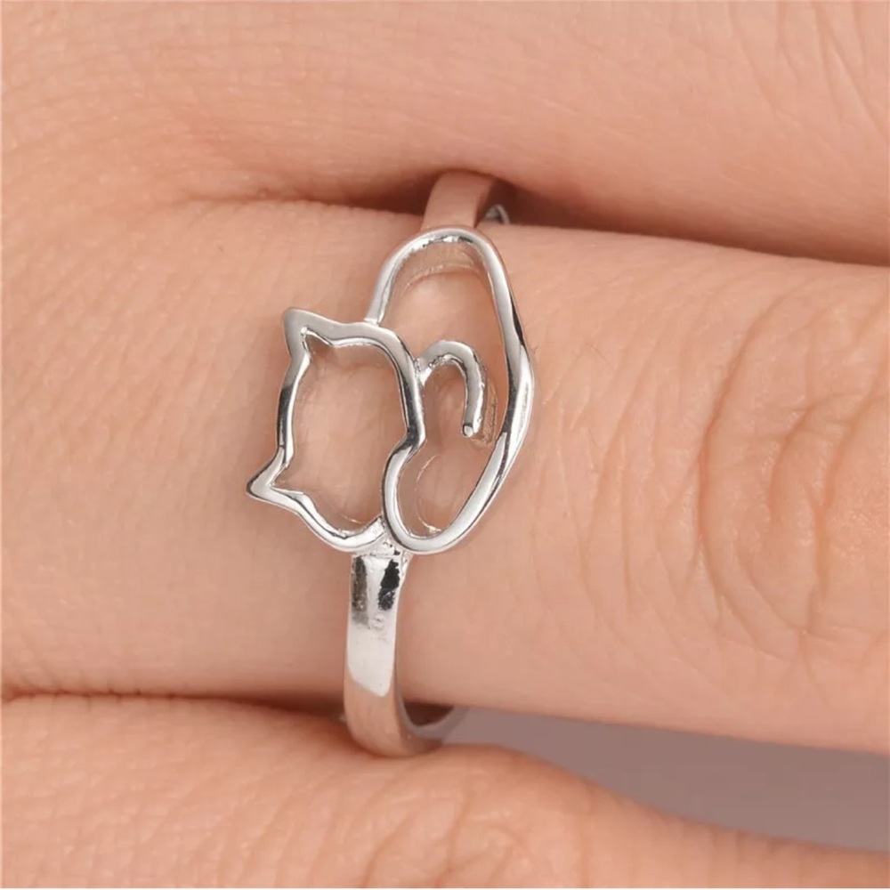 Fashion Cat Shaped 925 Silver Rings
